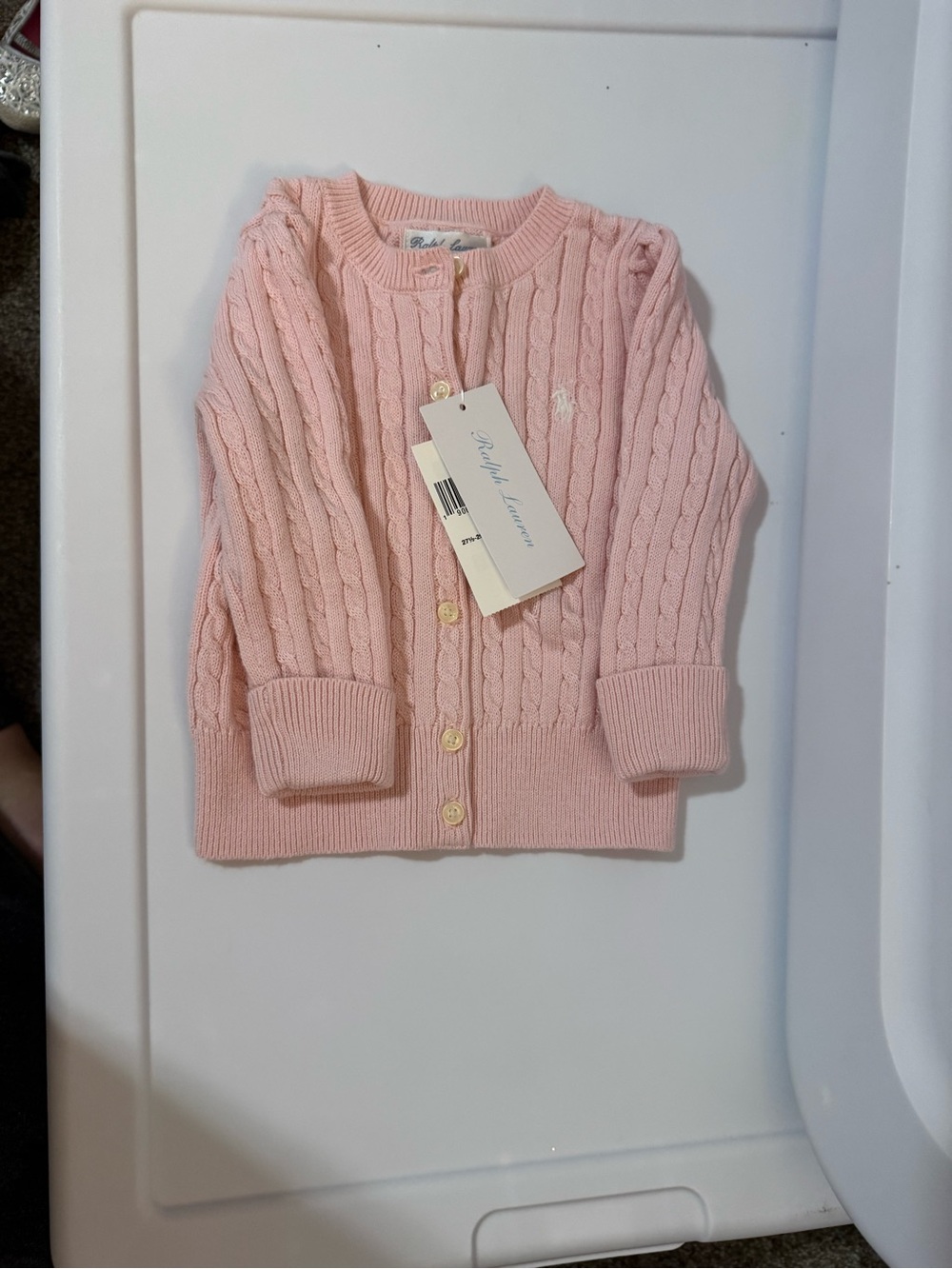 Ralph Lauren Pale Pink Cable-Knit Cardigan